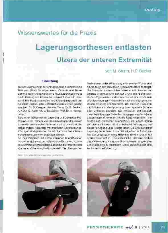 Vorschauseite 1: Lagerungsorthesen entlasten Ulzera der unteren Extremität