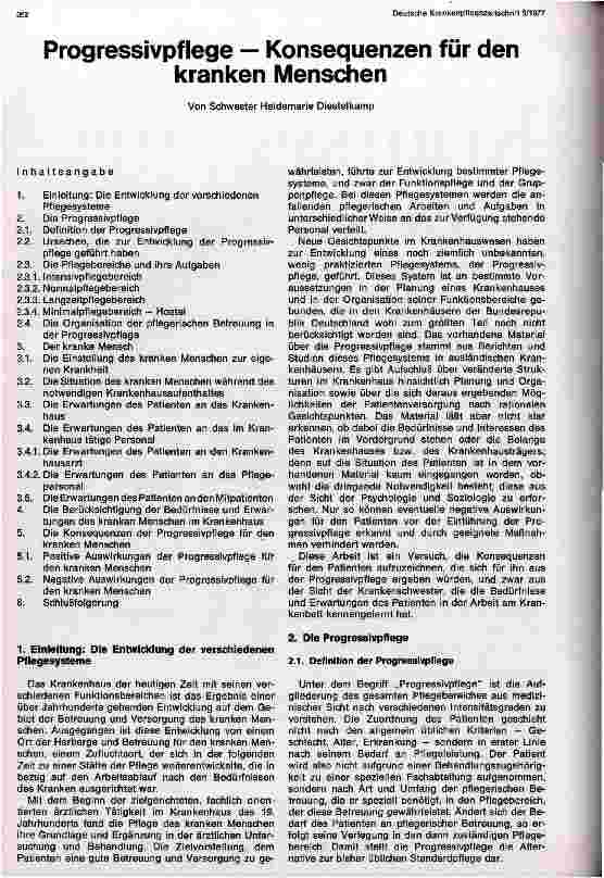 Vorschauseite 1: Progressivpflege - Konsequenzen für den kranken Menschen