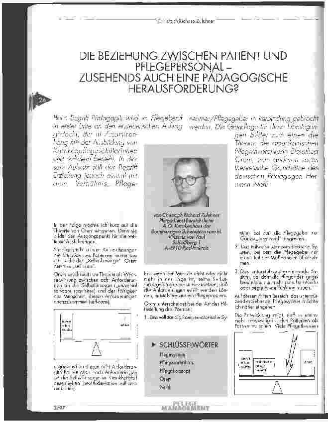 Vorschauseite 1: Die Beziehung zwischen Patient und Pflegepersonal - zusehends auch eine pädagogische Herausforderung?