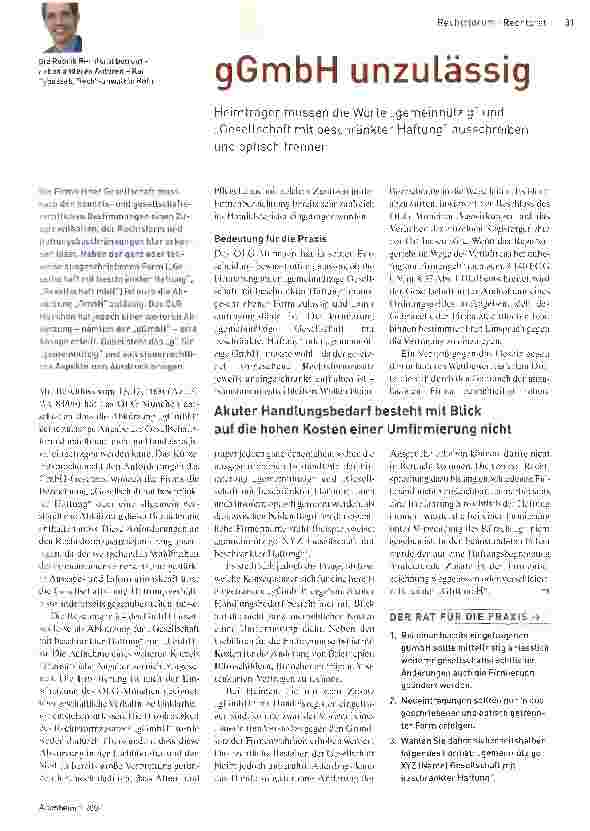 Vorschauseite 1: gGmbH unzulässig