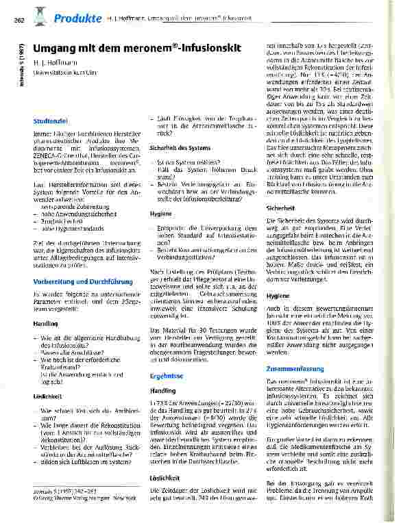 Vorschauseite 1: Umgang mit dem meronem-Infusionskit