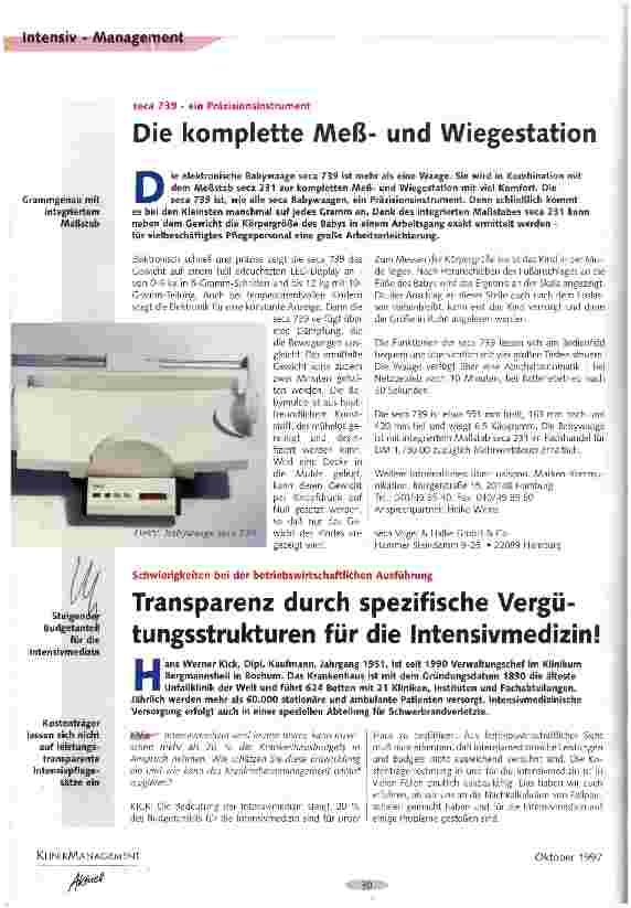 Vorschauseite 1: Transparenz durch spezifische Vergütungsstrukturen für die Intensivmedizin! Schwierigkeiten bei der betriebswirtschaftlichen Ausführung