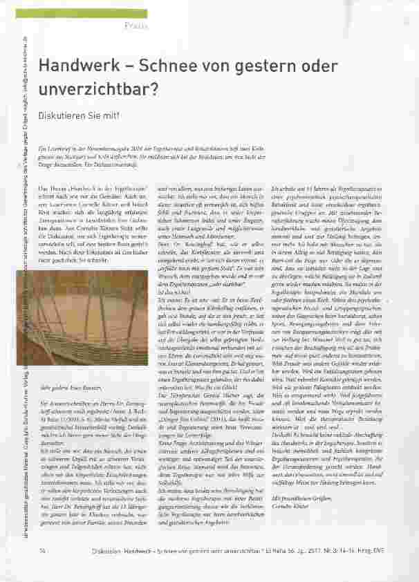 Vorschauseite 1: Handwerk Schnee von gestern oder unverzichtbar?