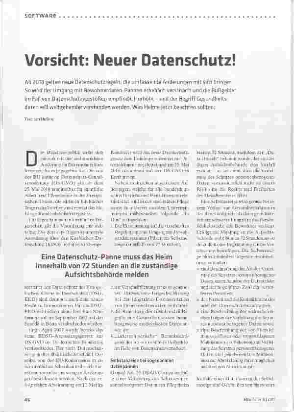 Vorschauseite 1: Vorsicht: Neuer Datenschutz!
