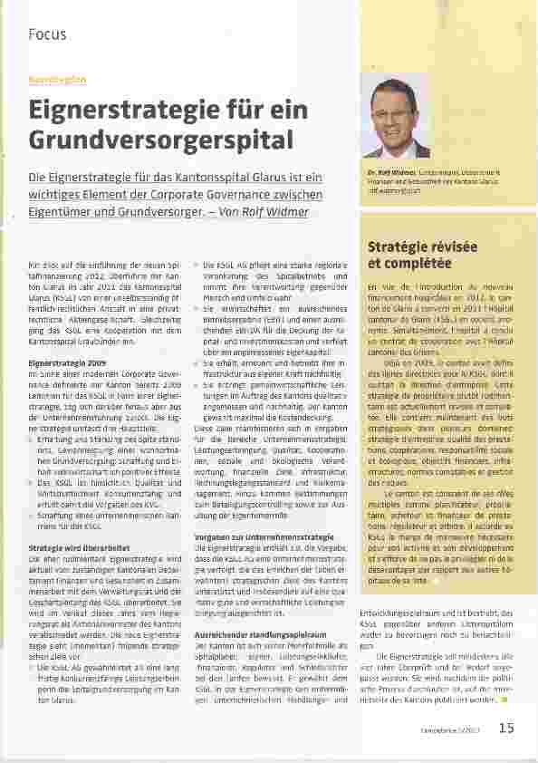 Vorschauseite 1: Eignerstrategie für ein Grundversorgerspital