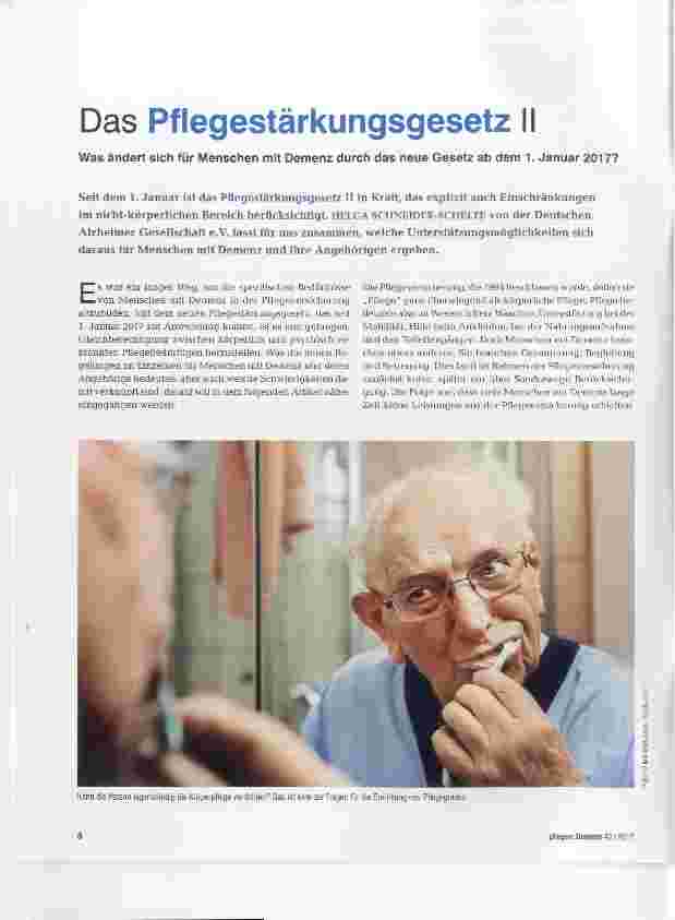 Vorschauseite 1: Das Pflegestärkungsgesetz Was ändert sich für Menschen mit Demenz durch das neue Gesetz ab dem 1. Januar 2017?