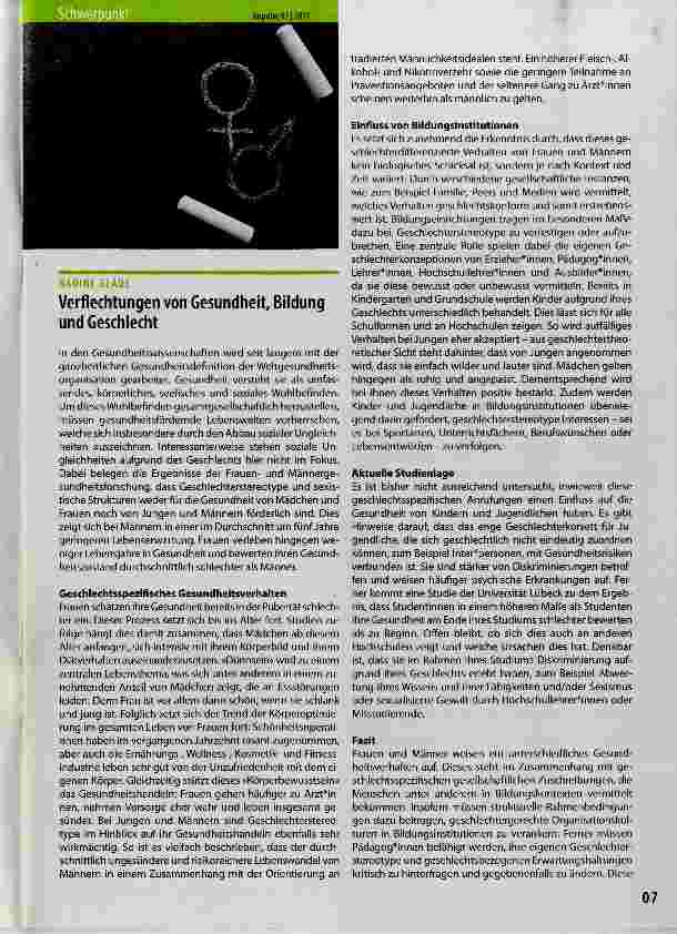 Vorschauseite 1: Verflechtungen von Gesundheit, Bildung und Geschlecht