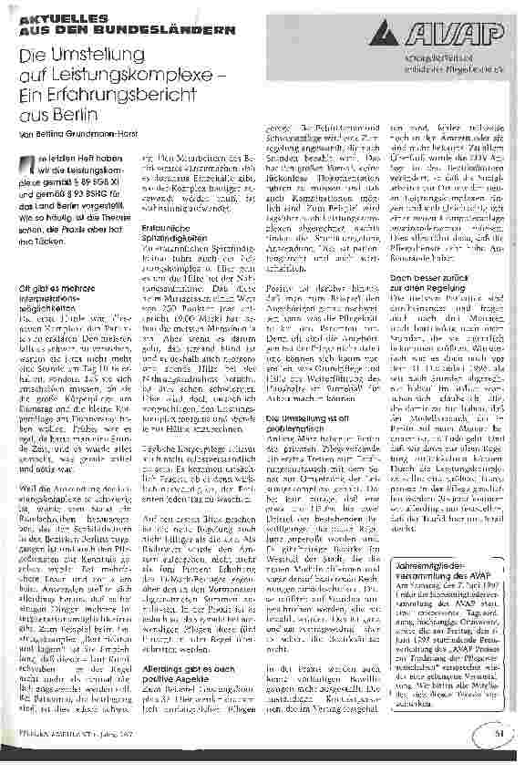 Vorschauseite 1: Die Umstellung auf Leistungskomplexe - Ein Erfahrungsbericht aus Berlin