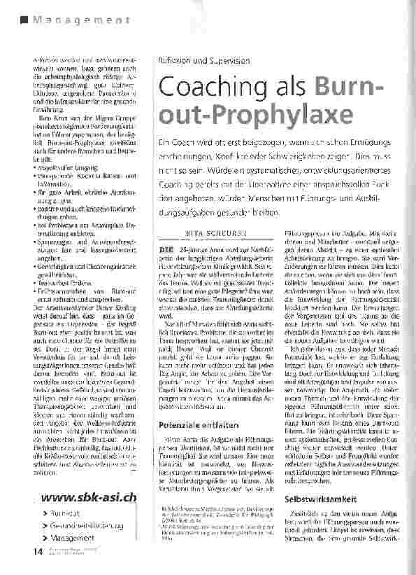 Vorschauseite 1: Coaching als Burn-out-Prophylaxe