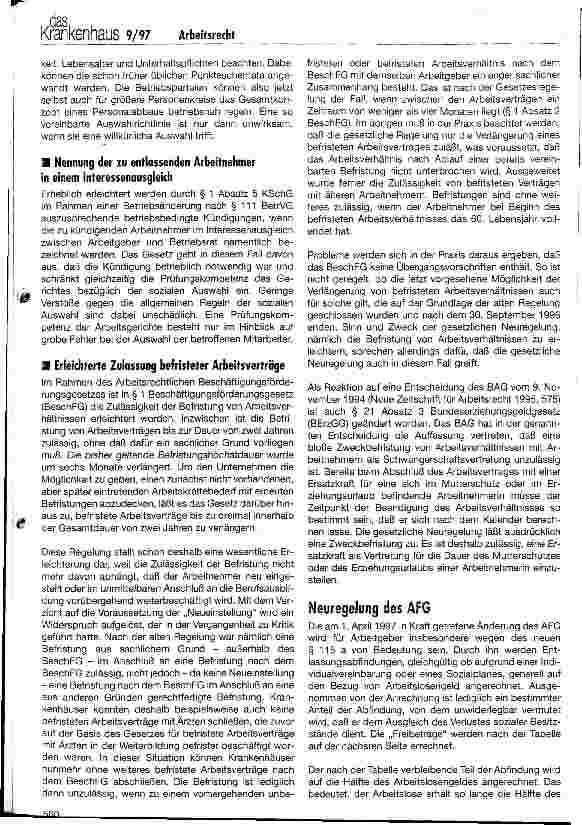 Vorschauseite 3: Konsequenzen aus dem Arbeitsrechtlichen Beschäftigungsförderungsgesetz und der Reform des Arbeitsförderungsgesetzes für die Personalplanung von Krankenhäusern