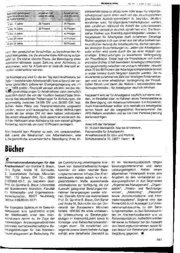 Vorschauseite 4: Konsequenzen aus dem Arbeitsrechtlichen Beschäftigungsförderungsgesetz und der Reform des Arbeitsförderungsgesetzes für die Personalplanung von Krankenhäusern