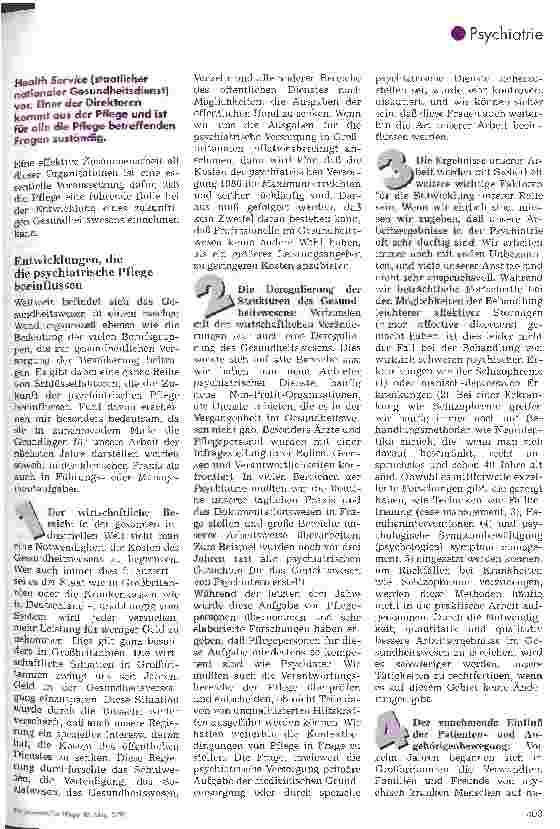 Vorschauseite 2: Die zukünftige Rolle der psychiatrischen Pflege Überlegungen am Beispiel von Großbritannien