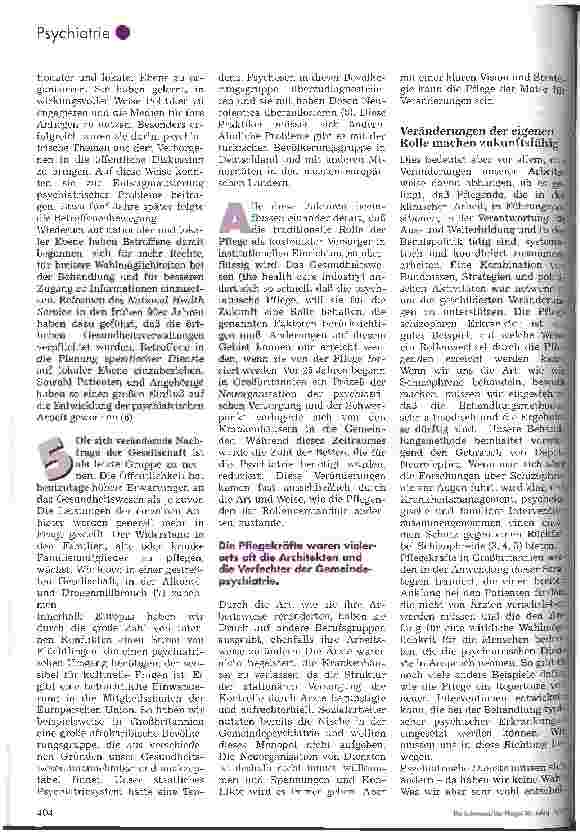 Vorschauseite 3: Die zukünftige Rolle der psychiatrischen Pflege Überlegungen am Beispiel von Großbritannien