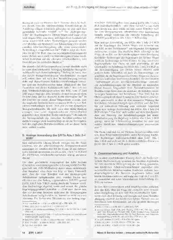 Vorschauseite 4: Zum Umgang mit Bezugnahmeklauseln in kirchlichen Arbeitsverträgen in der Situation des Betriebsübergangs