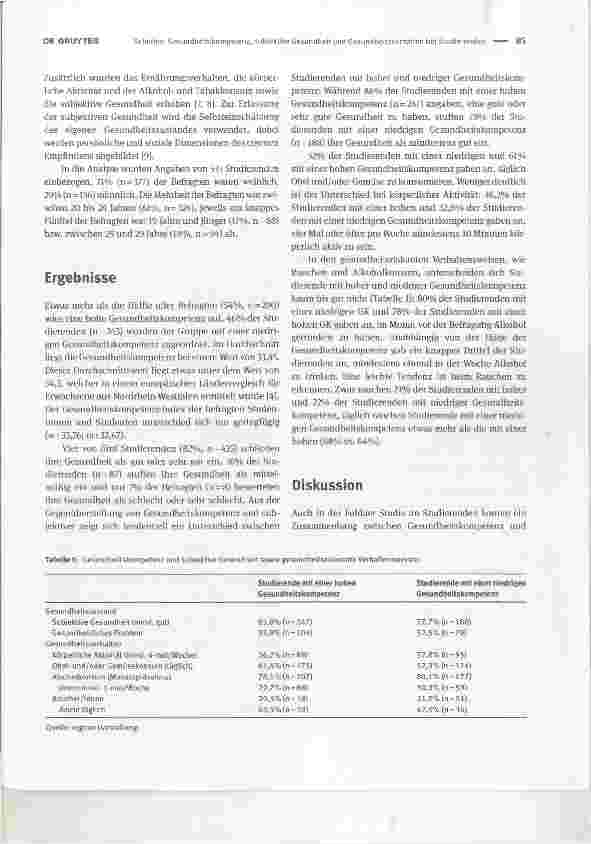 Vorschauseite 2: Gesundheitskompetenz, subjektive Gesundheit und Gesundheitsverhalten bei StudierendenHealth literacy, selfassessed health status and health behaviour among students