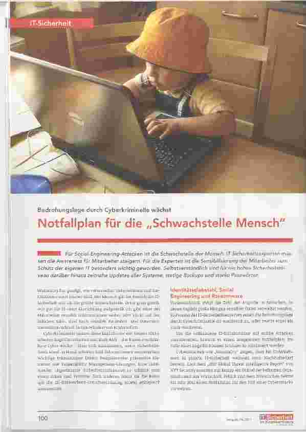 Vorschauseite 1: Notfallplan für die „Schwachstelle Mensch