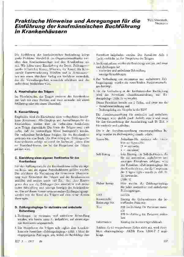 Vorschauseite 1: Praktische Hinweise und Anregungen für die Einführung der kaufmännischen Buchführung in Krankenhäusern