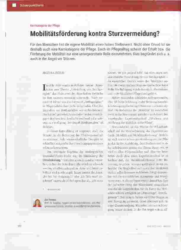 Vorschauseite 1: Mobilitätsförderung kontra Sturzvermeidung?
