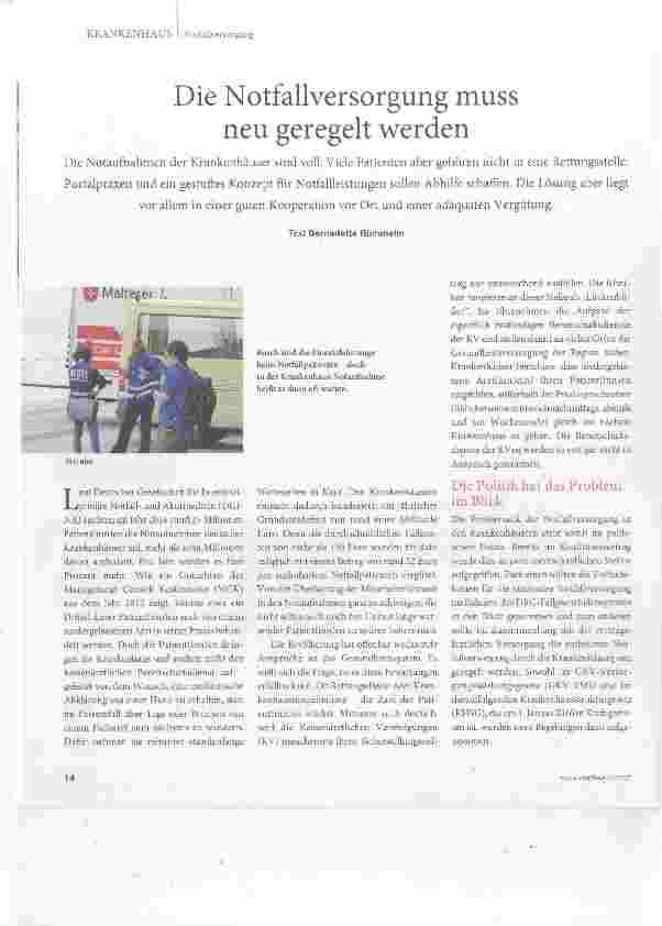 Vorschauseite 1: Die Notfallversorgung muss neu geregelt werden