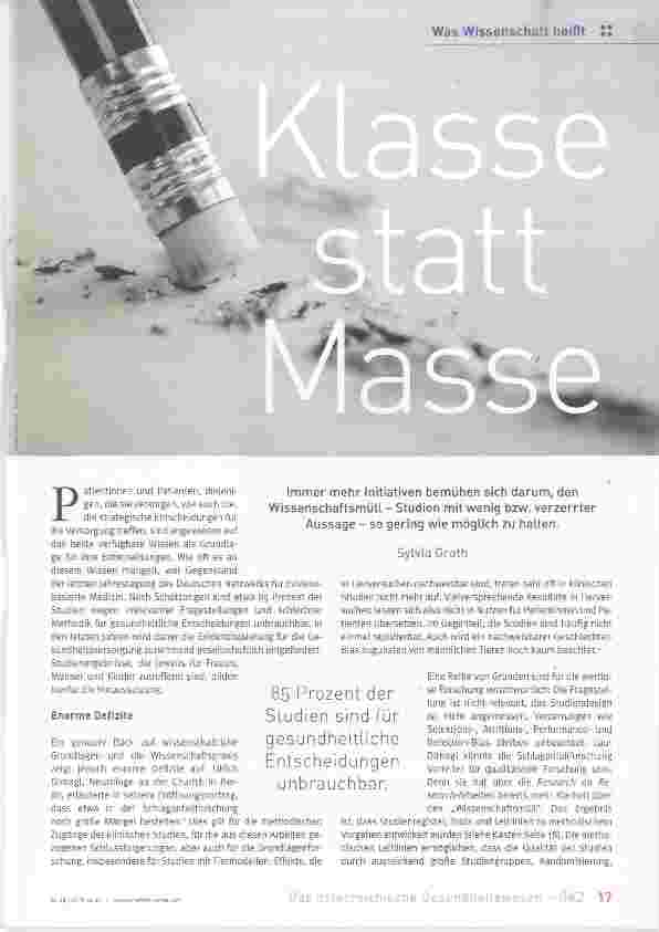 Vorschauseite 1: Klasse statt Masse