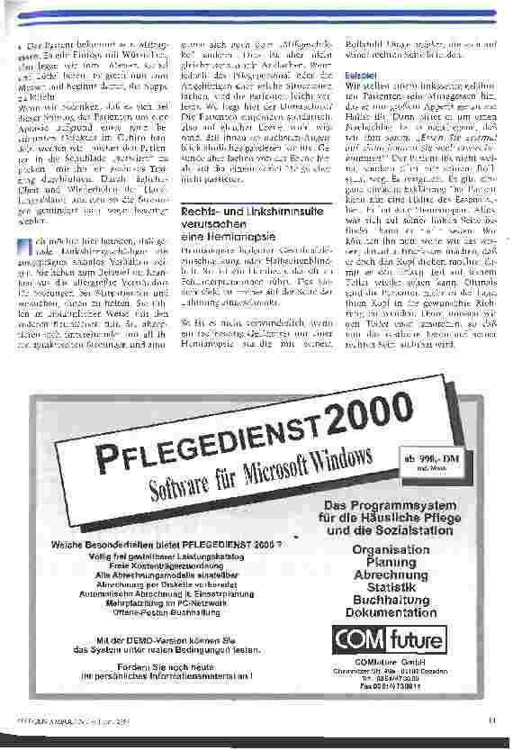 Vorschauseite 3: Da weiß die rechte Hand nicht, was die linke tut Neuropsychologische Störungen nach einem Schlaganfall führen oft zu Mißverständnis und Fehlverhalten