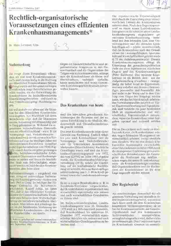 Vorschauseite 1: Rechtlich-organisatorische Voraussetzungen eines effizienten Krankenhausmanagements