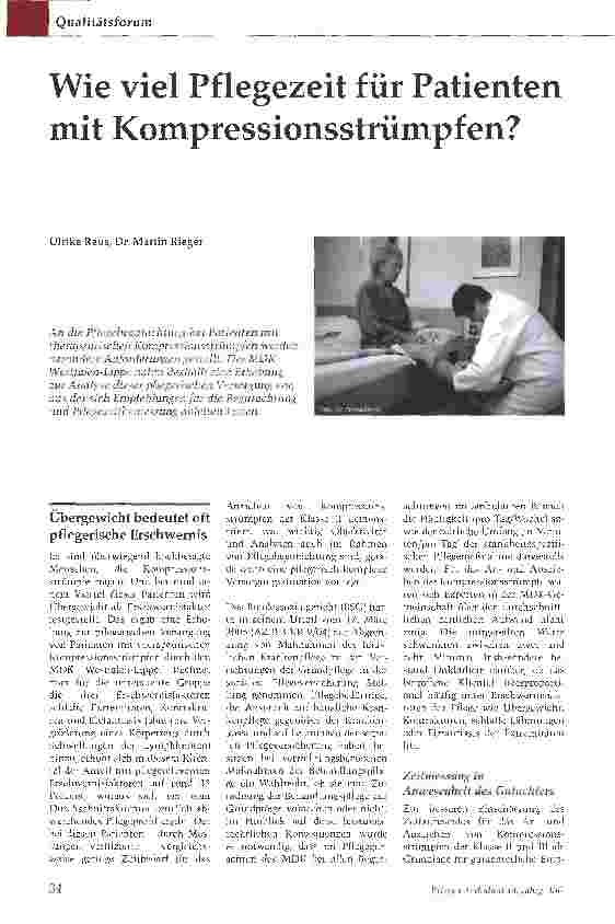 Vorschauseite 1: Wie viel Pflegezeit für Patienten mit Kompressionsstrümpfen?