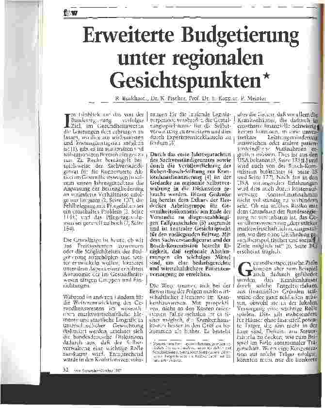 Vorschauseite 1: Erweiterte Budgetierung unter regionalen Gesichtspunkten
