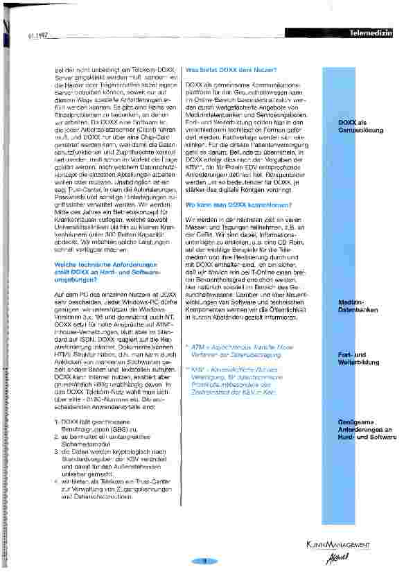 Vorschauseite 3: Thema: neue Plattform DOXX für medizinische Datenübermittlung