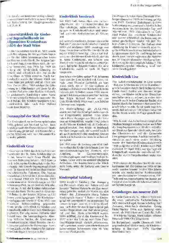 Vorschauseite 4: 160 Jahre Pädiatrie in Österreich