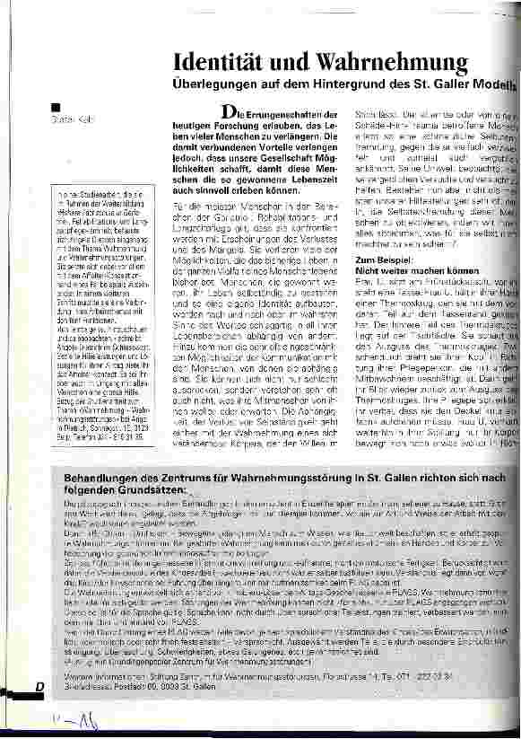 Vorschauseite 1: Identität und Wahrnehmung Überlegungen auf dem Hintergrund des St. Galler Modells