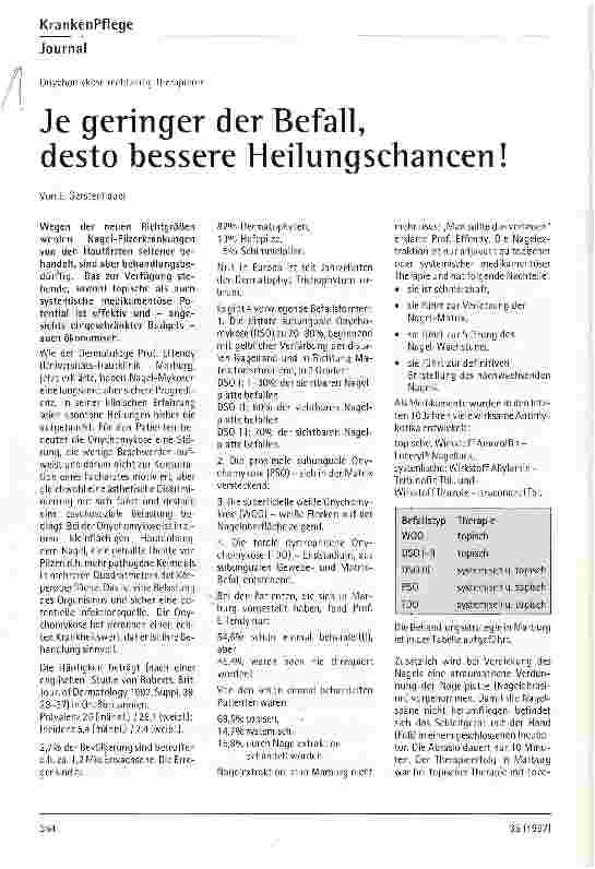 Vorschauseite 1: Je geringer der Befall, desto bessere Heilungschancen!