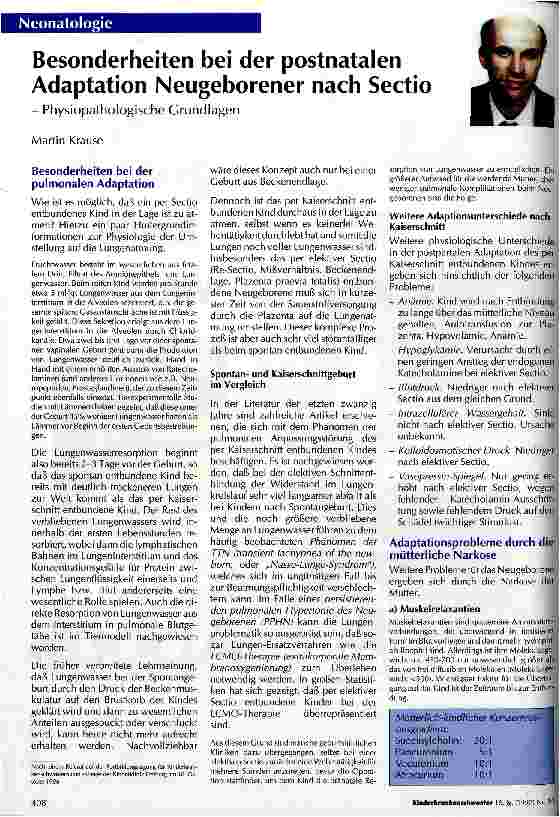 Vorschauseite 1: Besonderheiten bei der postnatalen Adaptation Neugeborener nach Sectio - Physiopathologische Grundlagen