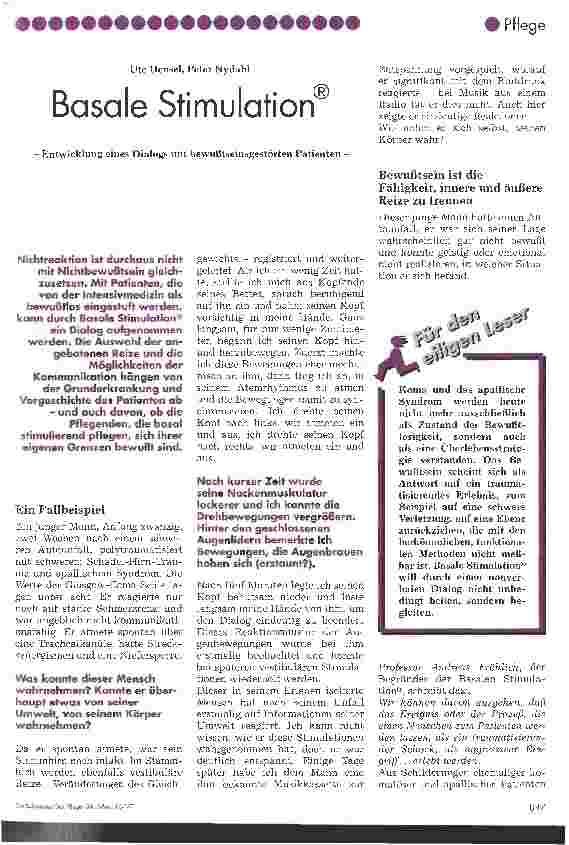 Vorschauseite 1: Basale Stimulation Entwicklung eines Dialogs mit bewußtseinsgestörten Patienten
