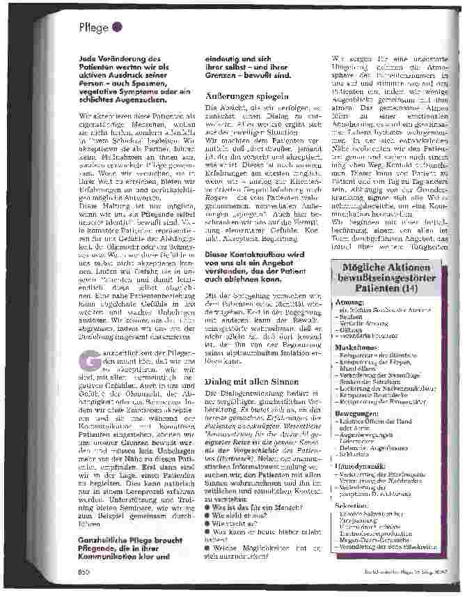 Vorschauseite 4: Basale Stimulation Entwicklung eines Dialogs mit bewußtseinsgestörten Patienten