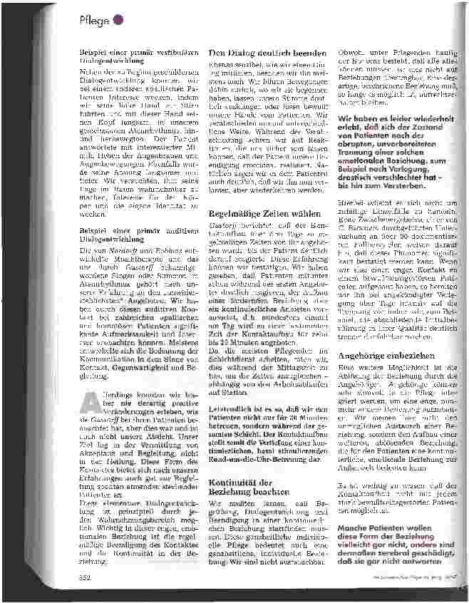 Vorschauseite 6: Basale Stimulation Entwicklung eines Dialogs mit bewußtseinsgestörten Patienten