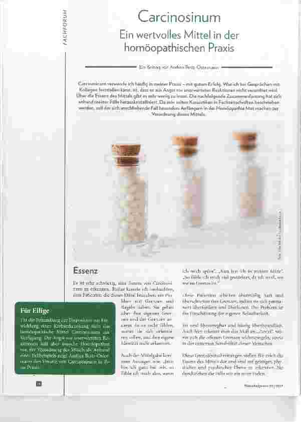 Vorschauseite 1: Cardnosinum Ein wertvolles Mittel in der homöopathischen Praxis