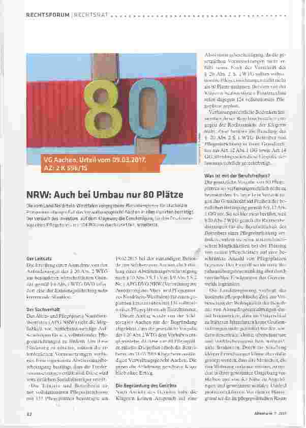 Vorschauseite 1: NRW: Auch bei Umbau nur 80 Plätze
