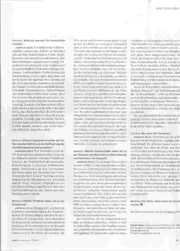 Vorschauseite 2: über die Köpfe und die Seelen der Menschen mit Behinderung oder Demenz wird hinweg geredet, entschieden und bestimmt!
