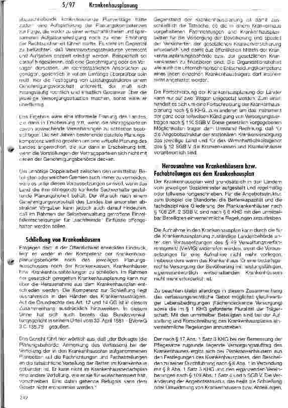 Vorschauseite 5: Krankenhausplanung vor und nach dem GSG