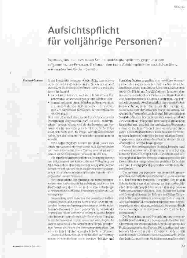 Vorschauseite 1: Aufsichtspflicht für volljährige Personen?