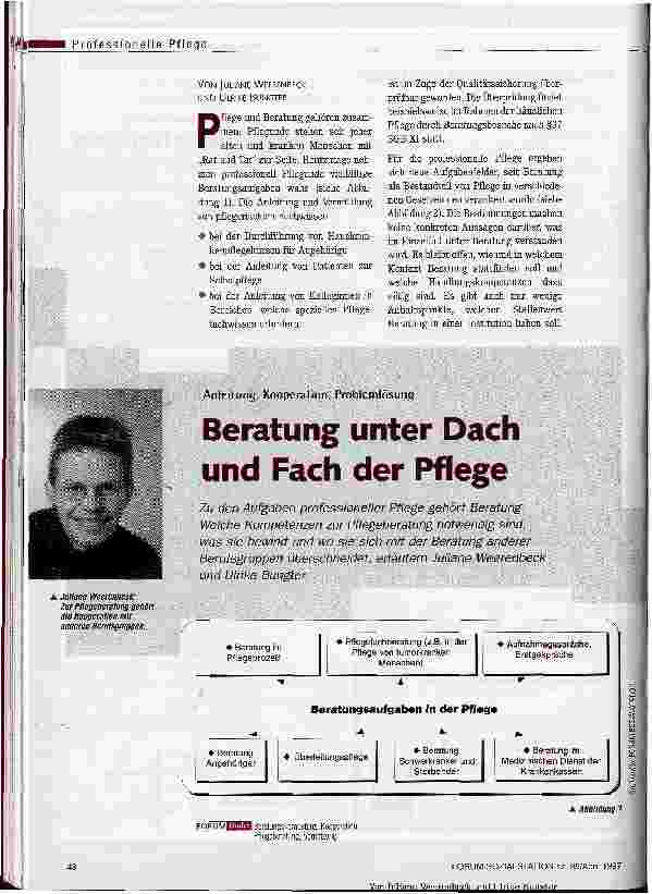 Vorschauseite 1: Beratung unter Dach und Fach der Pflege Anleitung, Kooperation, Problemlösung