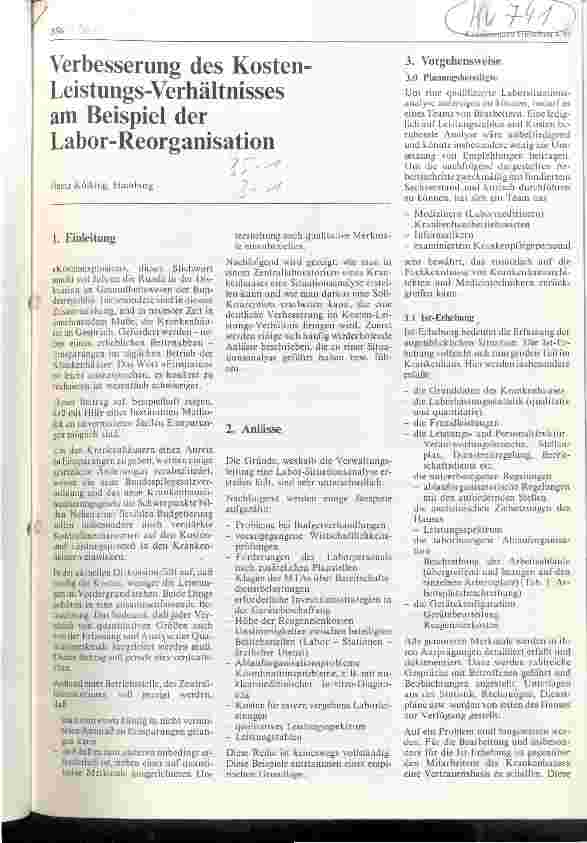Vorschauseite 1: Verbesserung des Kosten-Leistungs-Verhältnisses am Beispiel der Labor-Reorganisation