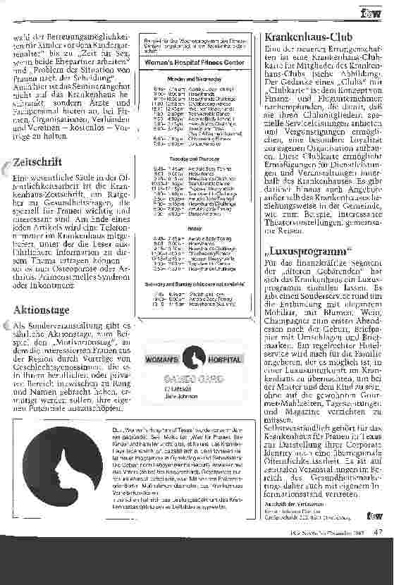 Vorschauseite 2: Health-Care-Marketing in der USA Ein Beispiel: Das Krankenhaus für Frauen in Texas