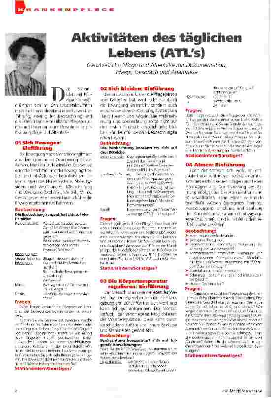 Vorschauseite 1: Aktivitäten des täglichen Lebens (ATLs) Ganzheitliche Pflege und Altenhilfe mit Dokumentation, Pflege, Gespräch und Anamnese