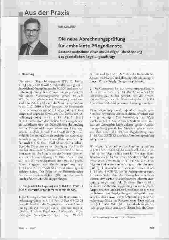 Vorschauseite 1: Die neue Abrechnungsprüfung für ambulante Pflegedienste