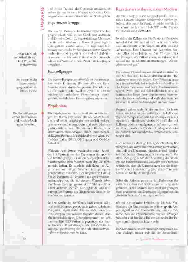 Vorschauseite 2: Ist Physiotherapie nach Hüft-Totalendoprothese wirklich-überflüssig?