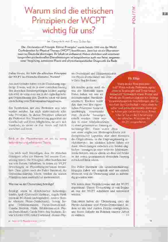 Vorschauseite 2: Warum sind die ethischen Prinzipien der WCPT wichtig für uns?