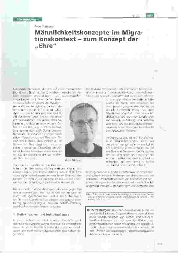 Vorschauseite 1: Männlichkeitskonzepte im Migrationskontext - zum Konzept der „Ehre