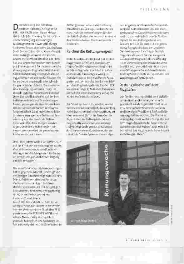 Vorschauseite 2: MEDIZINISCHE VERSORGUNG AM BER-BEREIT ZUM START?
